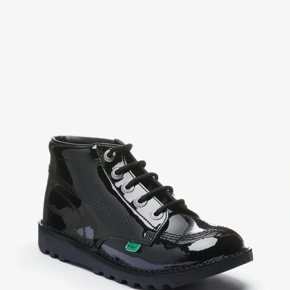 Kickers Kick Hi Zip Core Lace With Side Zip In Black Patent ( UNISEX )